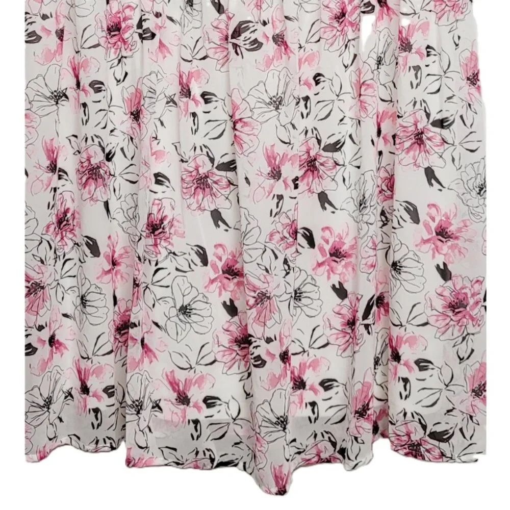 Torrid White Floral Chiffon Square Neck Skater Dress 20 - Picture 5 of 10